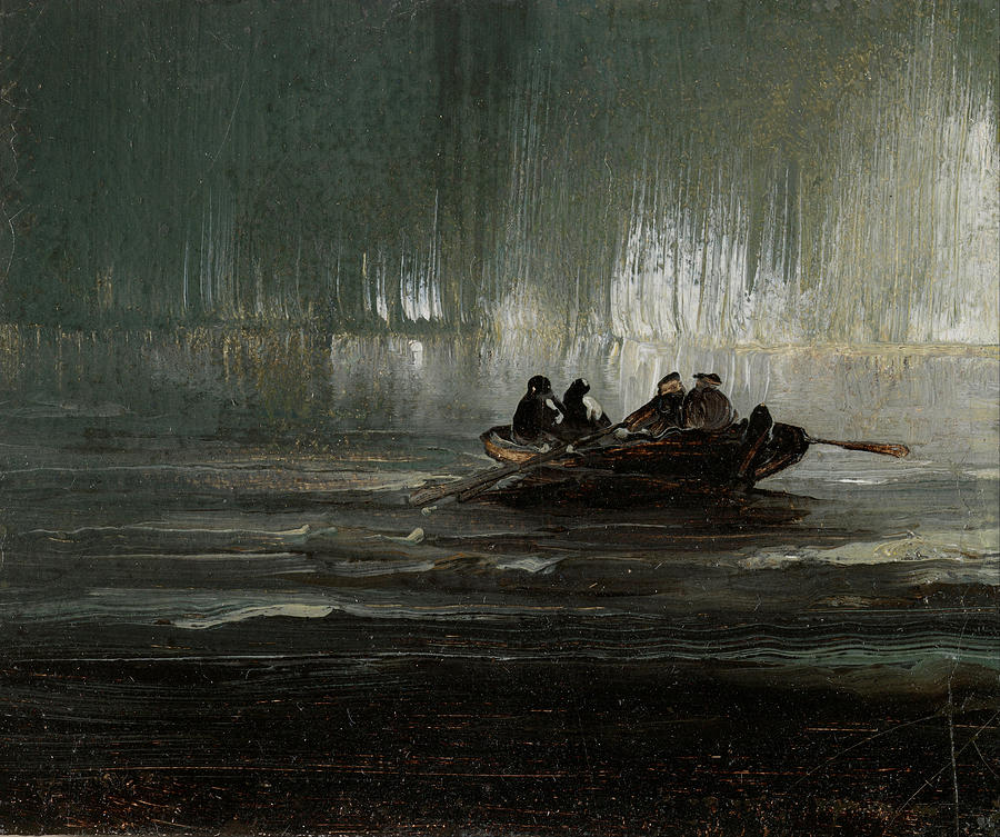 Peder Balke Painting - Nordlys Over Fire by Celestial Images
