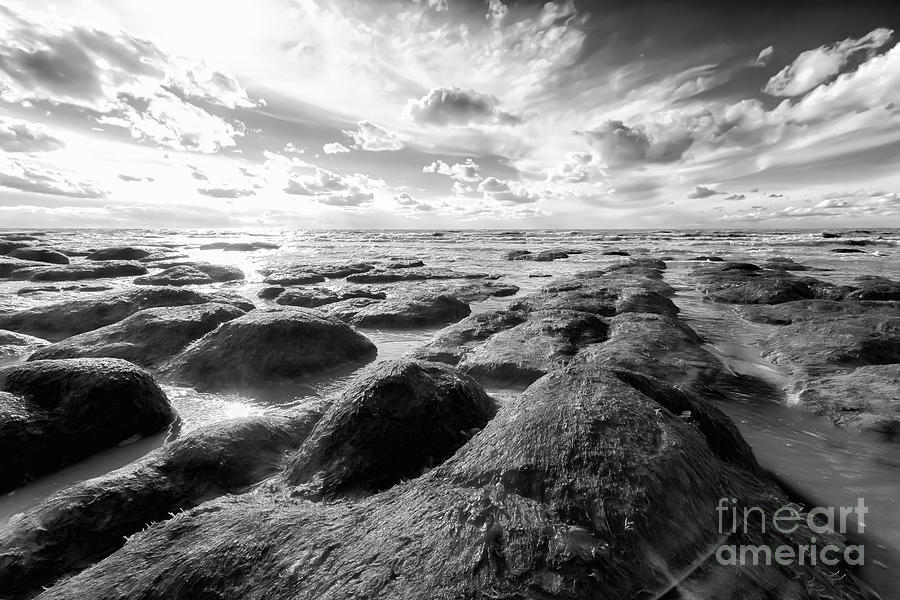 Norfolk Hunstanton rugged coastline black and white Photograph by Simon Bratt