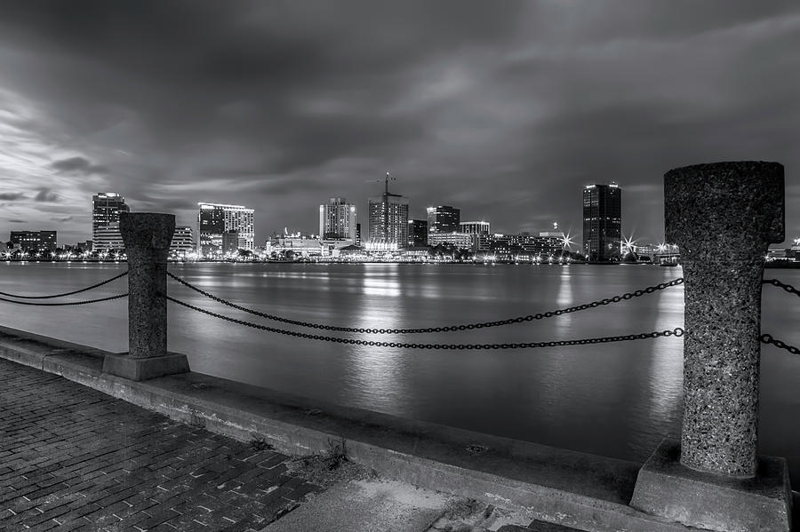Norfolk Skyline II In Black And White Photograph