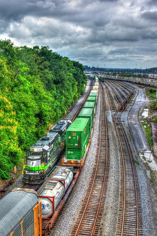 Atlanta GA Norfolk Southern Locomotive 648 NS Inman Yard Intermodal Train Art Photograph by Reid Callaway