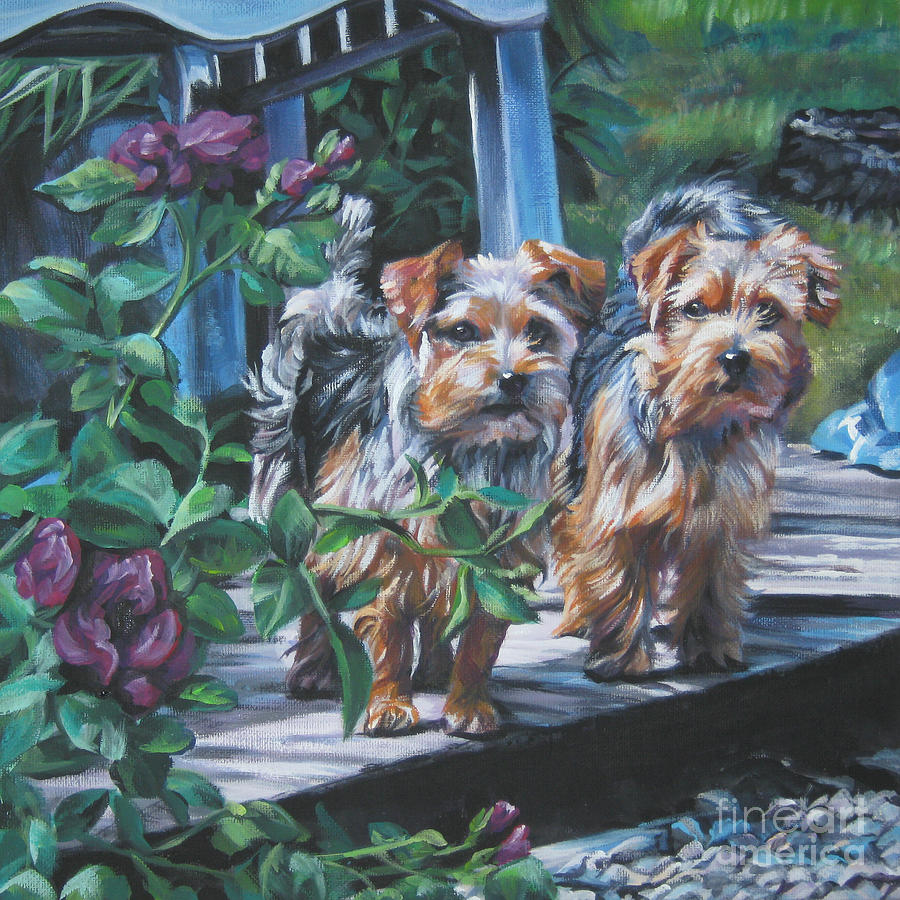 Rose Painting - Norfolk Terrier Pair by Lee Ann Shepard