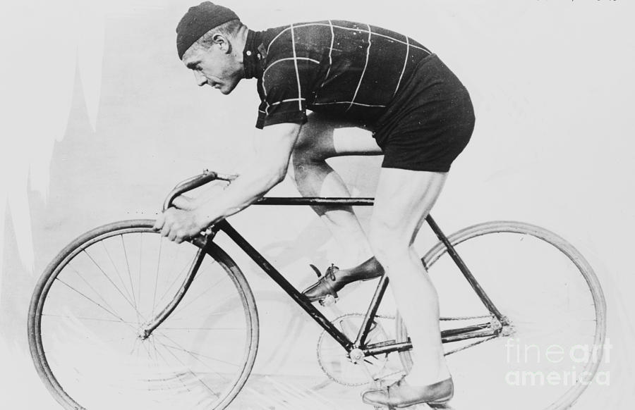 Vintage Photograph - Norman Anderson on a racing bicycle, 1914 by American School