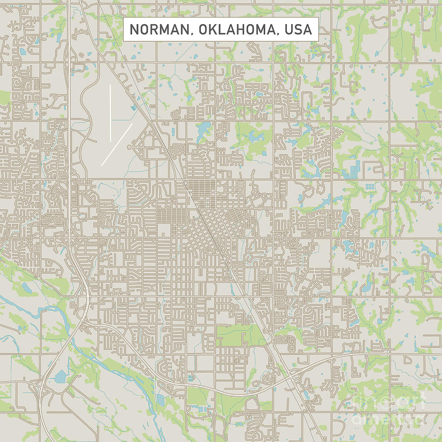 Norman Oklahoma US City Street Map Digital Art by Frank Ramspott ...