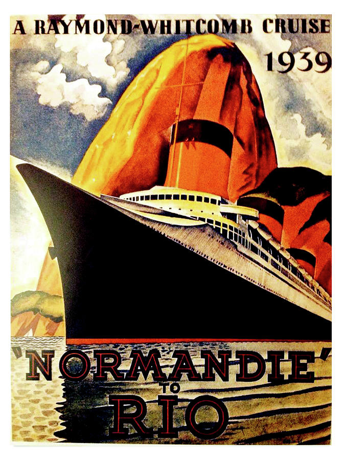 Vintage Painting - Normandy to Rio, cruising ship by Long Shot