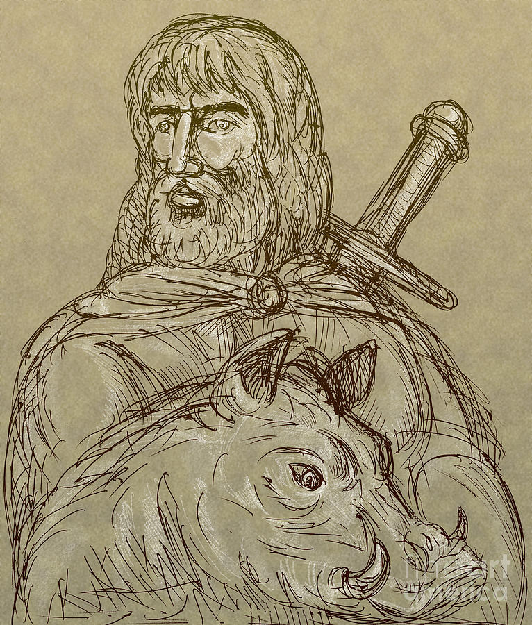 Pig Digital Art - Norse god of agriculture by Aloysius Patrimonio