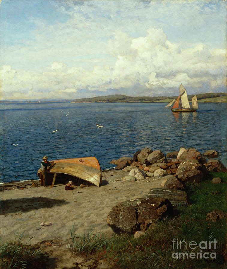 Norsk kystlandskap Painting by O Vaering