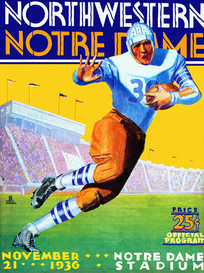 Notre Dame Painting - Notre Dame Versus Northwestern 1930 Program by Big 88 Artworks