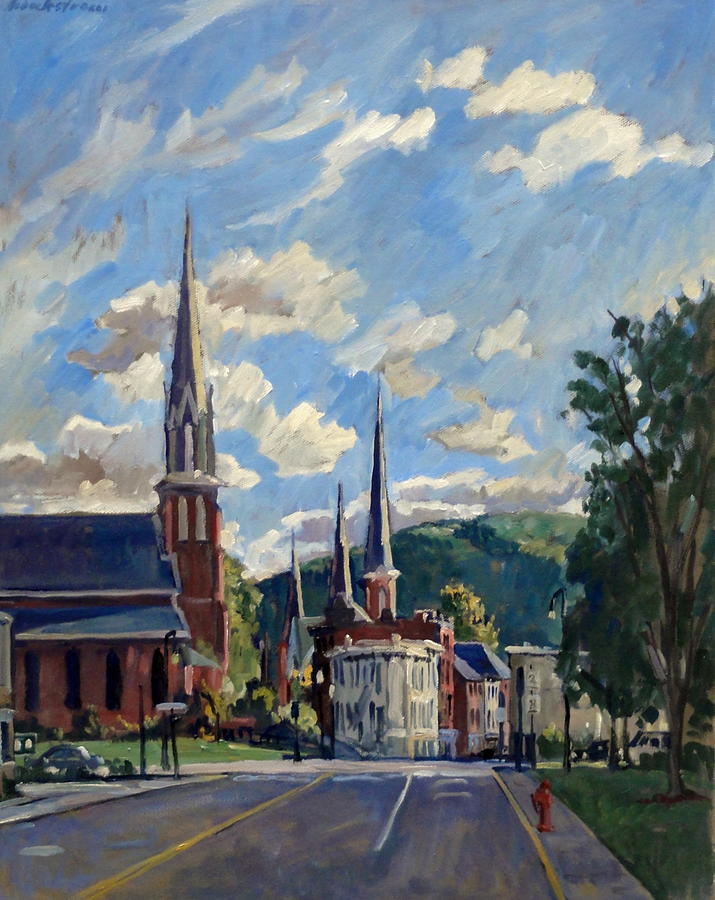 Steeples and Sky/North Adams Massachusetts Painting by Thor Wickstrom