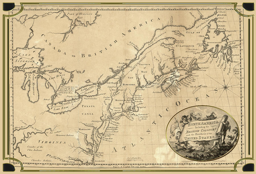 North America including the British Colonies Map Digital Art by Carlos Diaz