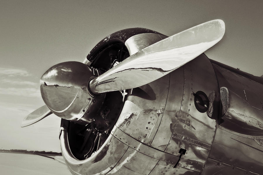 North American Aviation T-6 Texan Plane in Sepia Photograph by Tony Grider