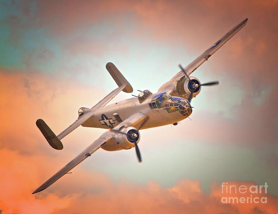 Pacific Princess North American B-25 Mitchell Across Rosy Skies Photograph by Gus McCrea