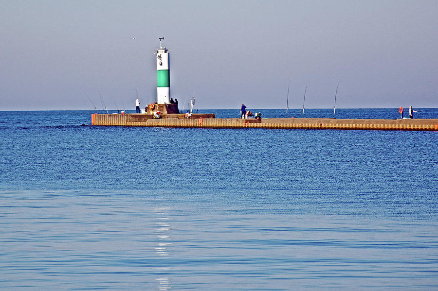North Beach Pier by Channel to Lake Michigan in Grand Haven, Michigan Photograph by Ruth Hager