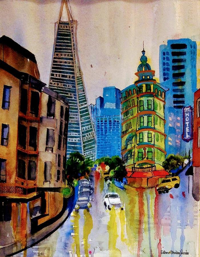 North Beach S.F. Painting by Esther Woods
