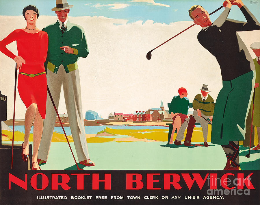 Golf Painting - North Berwick, a London and North Eastern Railway vintage advertising poster by Andrew Johnson