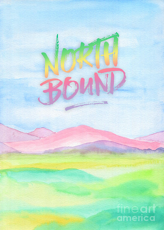 North Bound Pink Purple Mountains Watercolor Painting Painting by Beverly Claire Kaiya