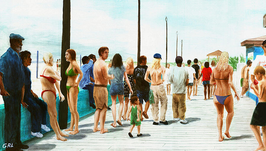 North Carolina Atlantic Beach Boardwalk Digital Art Painting by G Linsenmayer