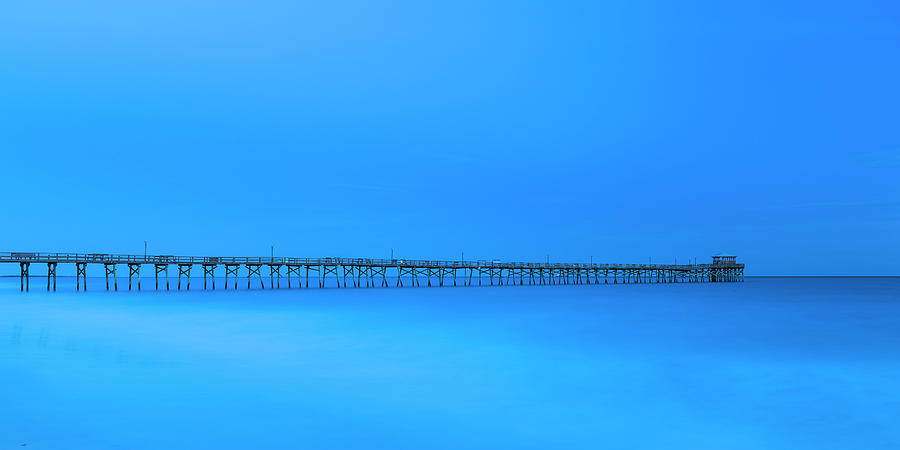 North Carolina Atlantic Pier at Blue Hour Panorama Photograph by Ranjay Mitra