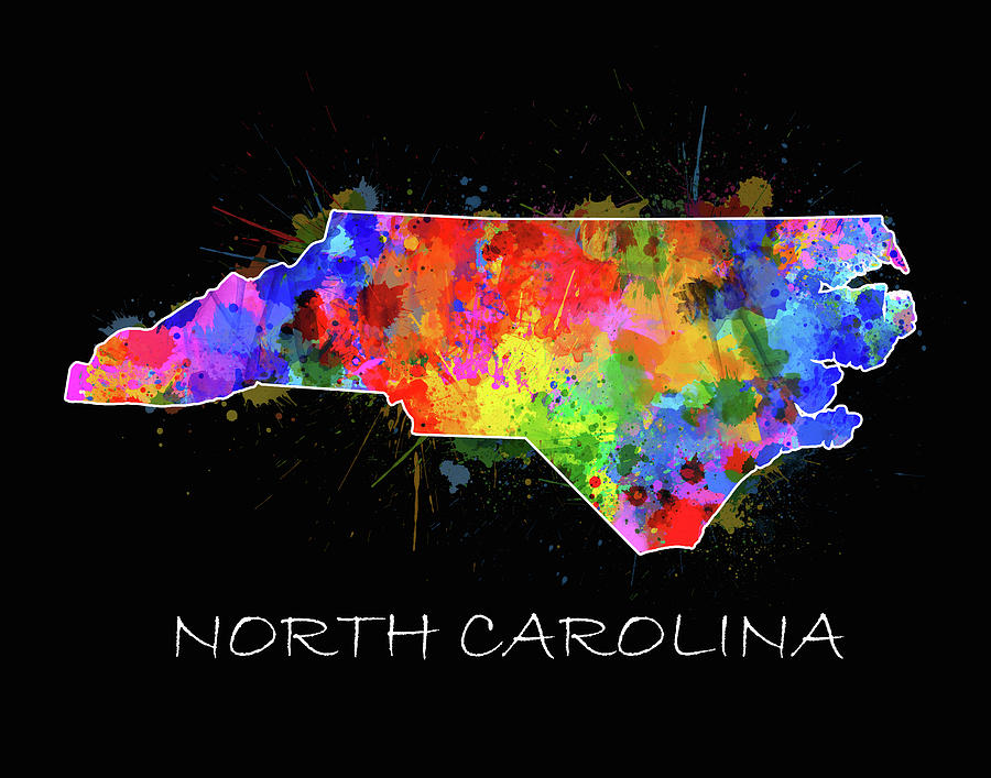 Carolina Panthers Digital Art - North Carolina Color Splatter 2 by Bekim M