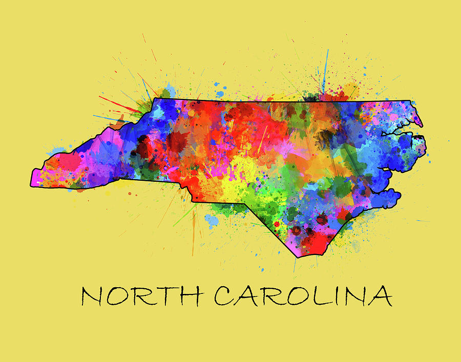 North Carolina Color Splatter 4 Digital Art by Bekim M