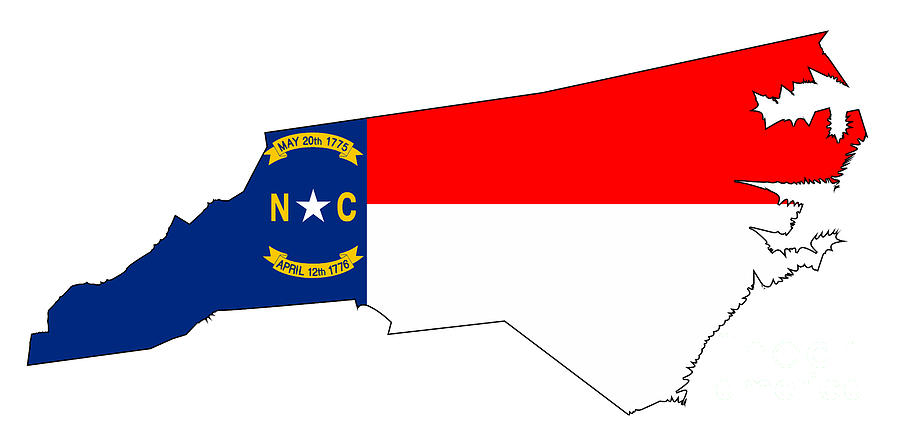 North Carolina Outline Map And Flag Digital Art By Bigalbaloo Stock Pixels