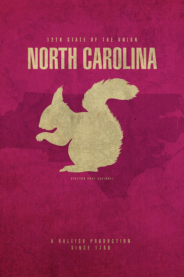 North Carolina Map Mixed Media - North Carolina State Facts Minimalist Movie Poster Art by Design Turnpike