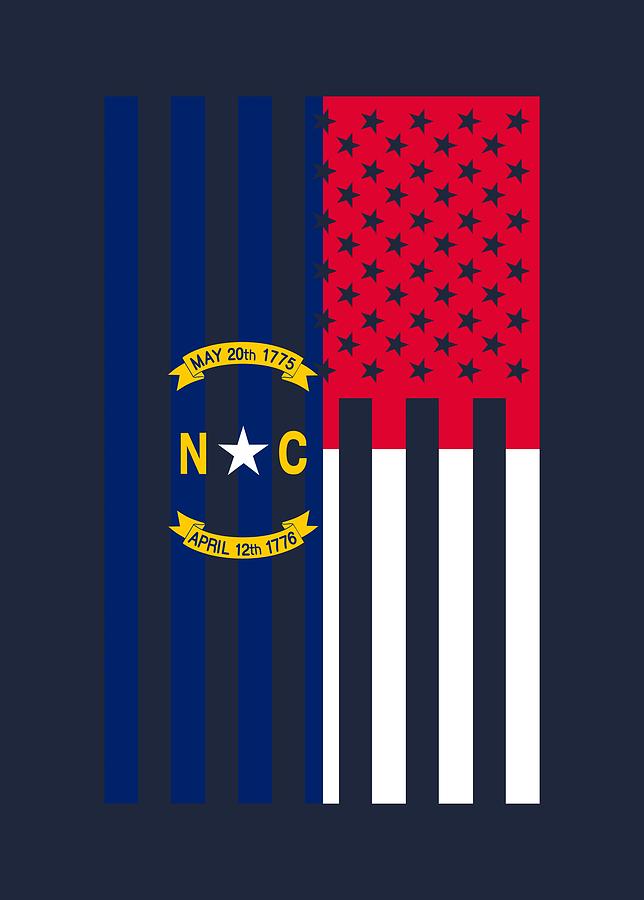 North Carolina State Flag Graphic USA Styling Digital Art by Garaga Designs