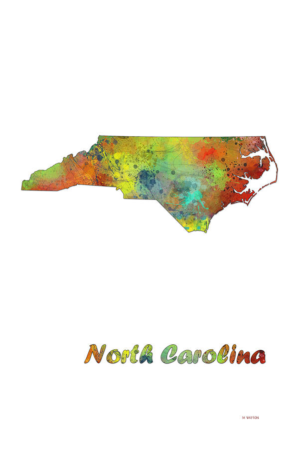 North Carolina  State Map Digital Art by Marlene Watson