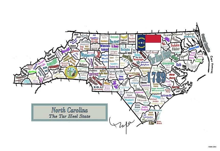 North Carolina, The Tar Heel State Digital Art by Byron Dane Ellis - Fine Art America