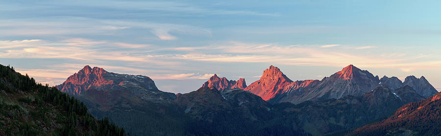 North Cascade Peaks at Sunset Photograph by Michael Russell