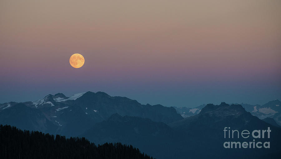North Cascades Full Moonrise Photograph by Mike Reid