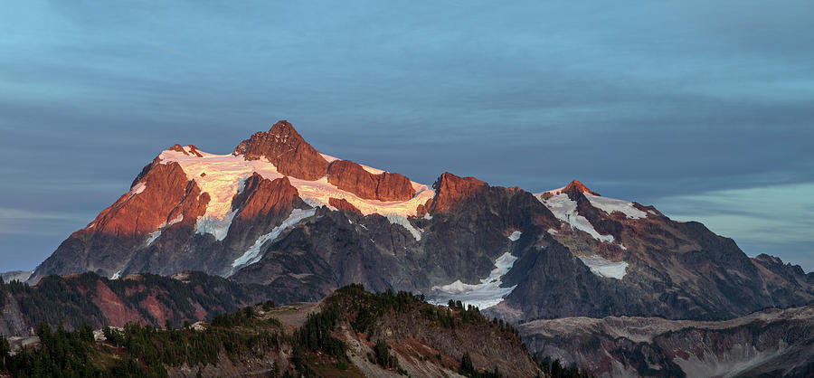 North Cascades Shuksan Sunset Panorama Photograph by Michael Russell