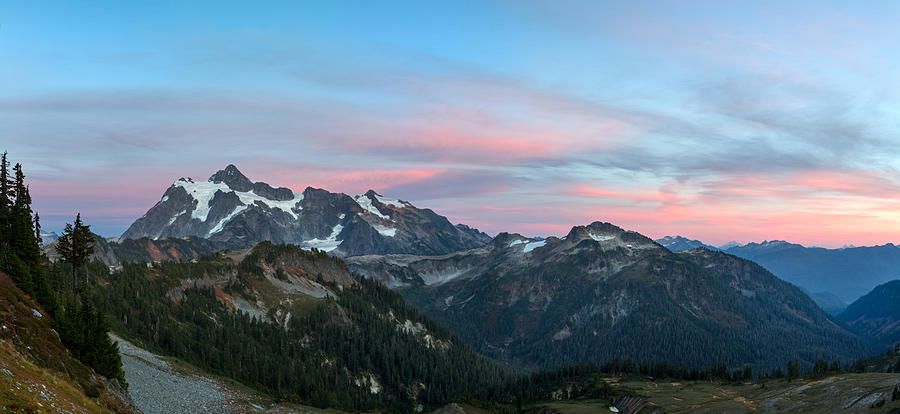 North Cascades Sunset Featuring Mount Shuksan Photograph by Michael Russell
