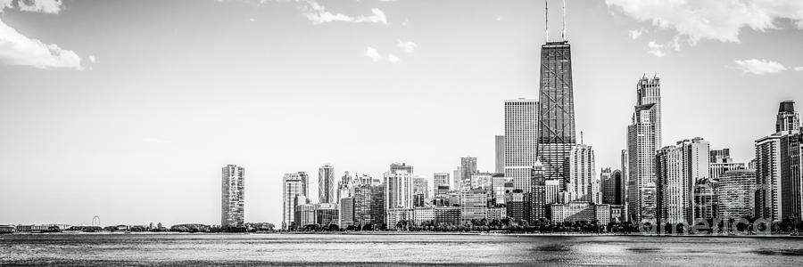 North Chicago Skyline Panorama in Black and White Photograph by Paul Velgos
