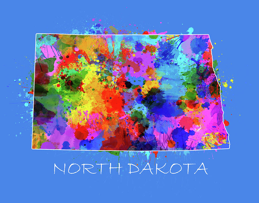 North Dakota Color Splatter 3 Digital Art by Bekim M