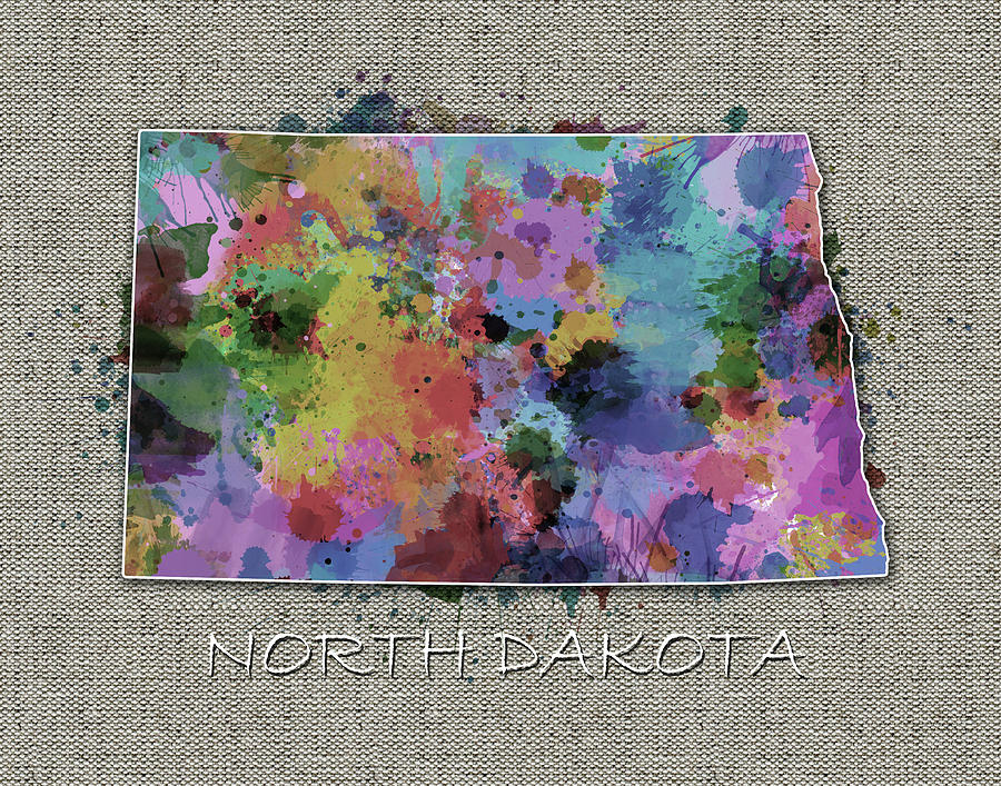 North Dakota Color Splatter 5 Digital Art by Bekim M