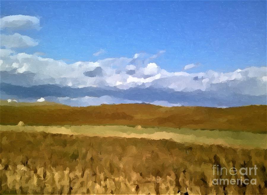 North Dakota Grass Land Impression Mixed Media by Delynn Addams
