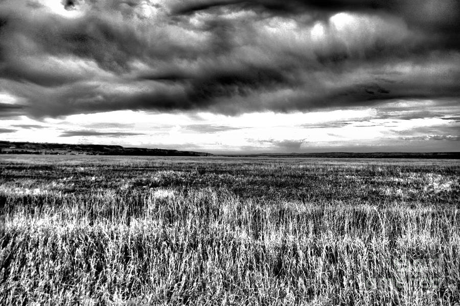 North Dakota landscape in black and white Photograph by Jeff Swan