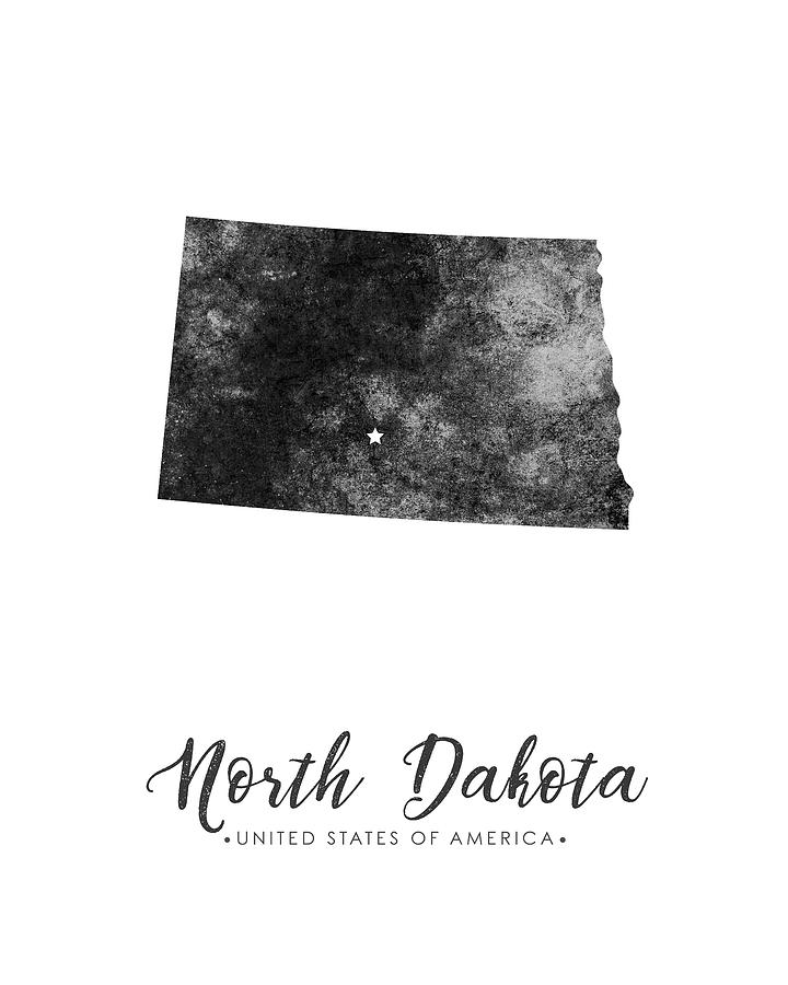 North Dakota State Map Art - Grunge Silhouette Mixed Media by Studio Grafiikka