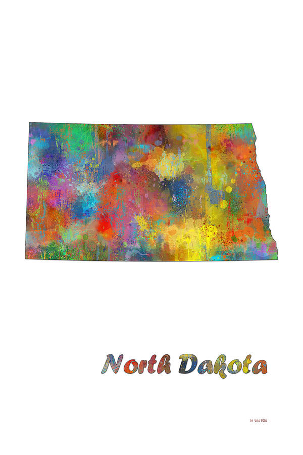 North Dakota  State Map Digital Art by Marlene Watson