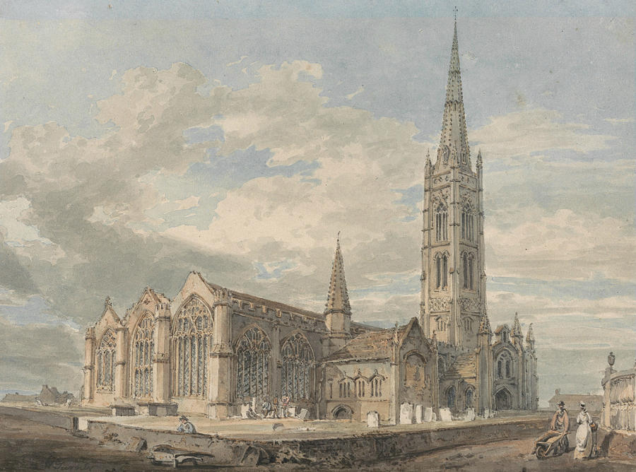 North East View of Grantham Church Lincolnshire Painting by Joseph Mallord William Turner