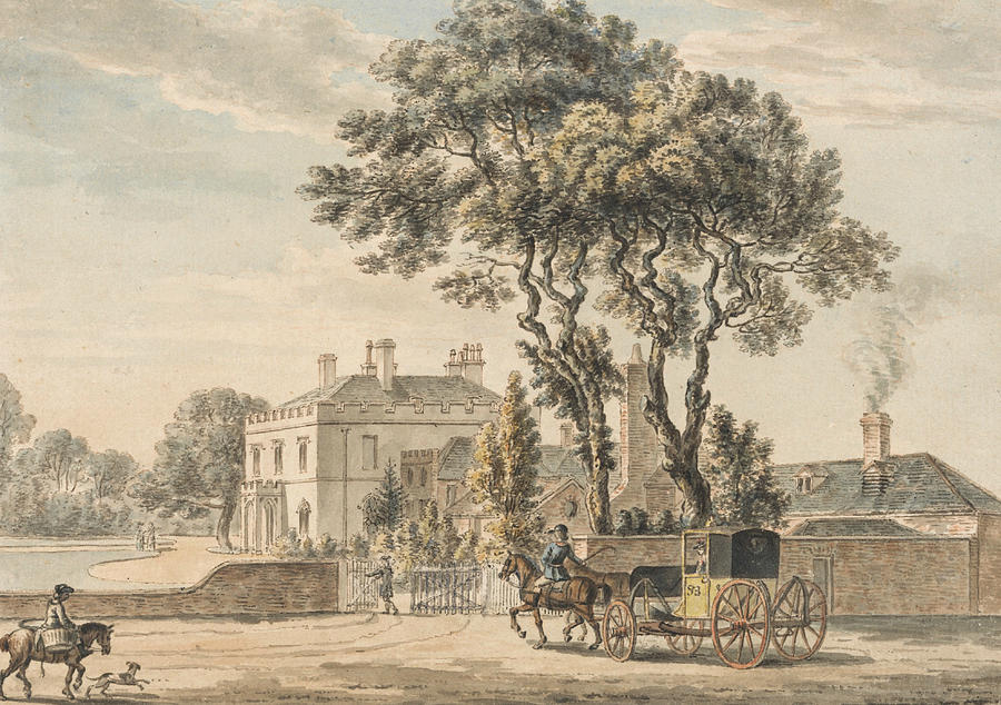 North-East View of Sir John Elvils House on Englefield Green near Egham in Surrey Painting by Paul Sandby