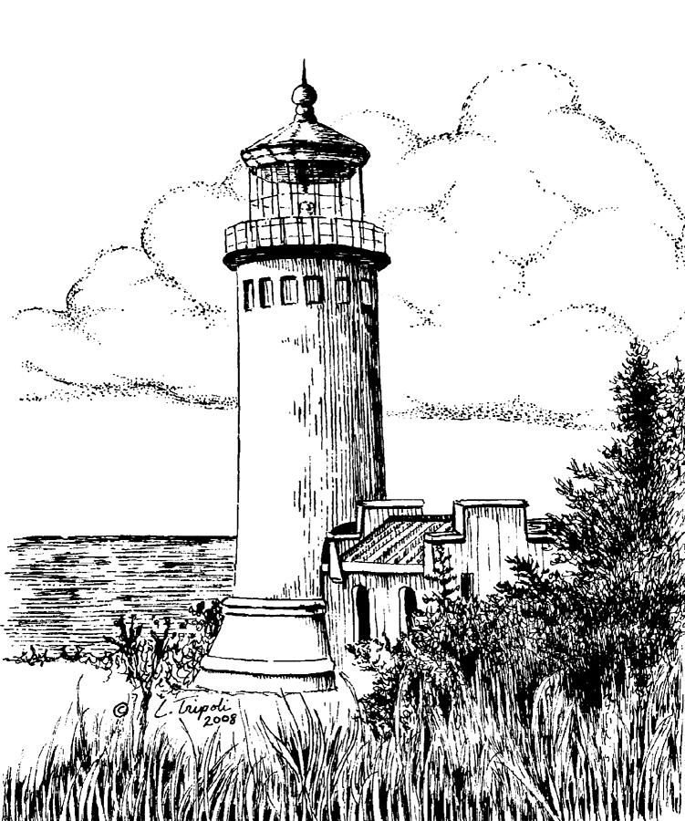 North Head Lighthouse Drawing by Lawrence Tripoli