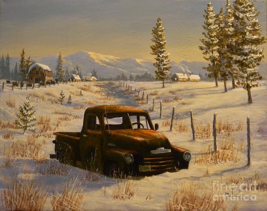 North Idaho Yard Art Painting by Paul K Hill