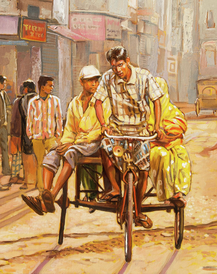 North India Street Scene  Detail View Painting by Dominique Amendola