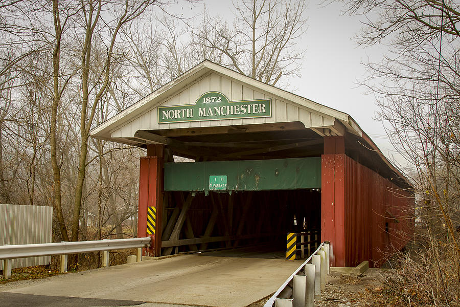 North Manchester covered bridge Photograph by Jack R Perry
