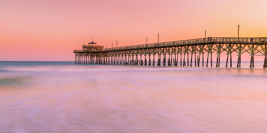 North Myrtle Beach Carolina Fishing Pier Sunset Panorama Photograph by Ranjay Mitra