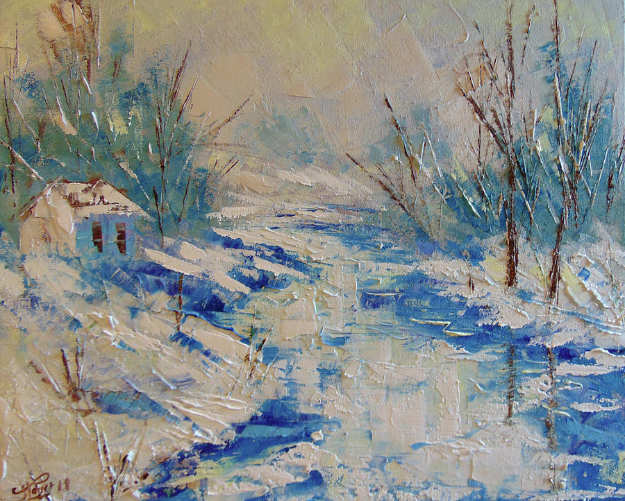 North of France winter Painting by Frederic Payet