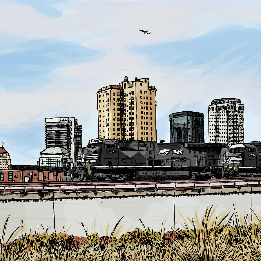 Skyline Drawing - Square Format North of the Park by Greg Smith
