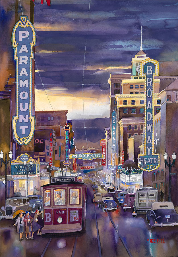 North On Broadway 1940 Painting by Mike Hill