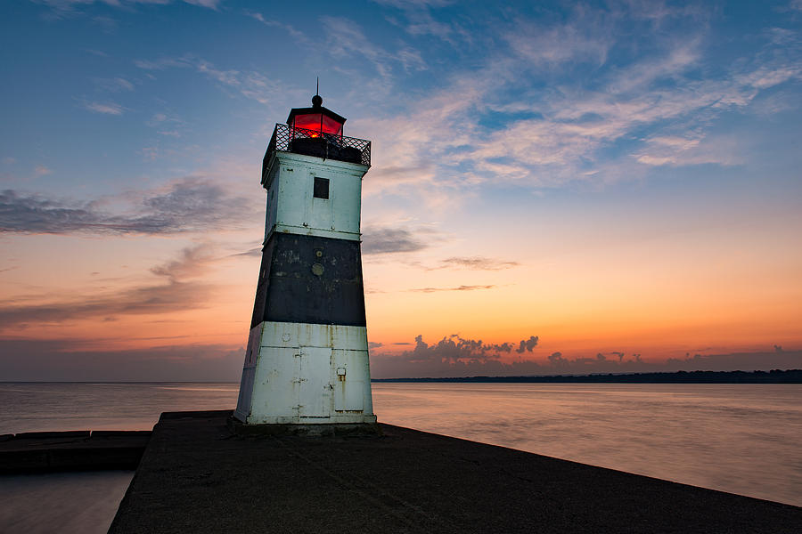 North Pier Lighthouse, Presque Isle, PA Photograph by Mark Hammerstein